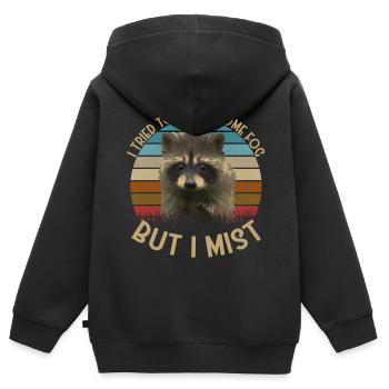 Waschbär Retro Vintage lustige Tiere Tierliebhaber - Kinder Premium Organic Zip Hoodie - Schwarz - Hinten - AI Model Kid Male (0cm)