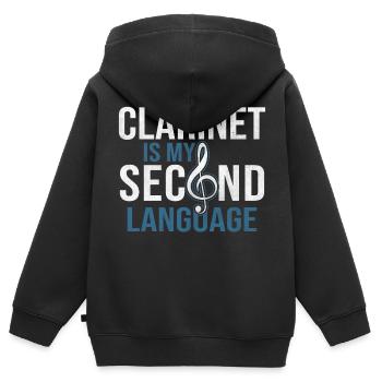 Klarinette Blasinstrument - Kinder Premium Organic Zip Hoodie - Schwarz - Hinten - AI Model Kid Male (0cm)