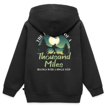 Wandern Wanderer Wanderlust Bergsteigen Berge - Kinder Premium Organic Zip Hoodie - Schwarz - Hinten - AI Model Kid Male (0cm)