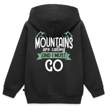 Mountaineers mountaineering - Kids Premium Organic Zip-up Hoodie - black - Back - AI Model Kid Male (0cm)