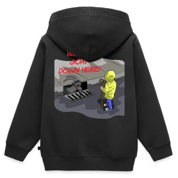 WE ALL GOAT DOWN HERE - Kids Premium Organic Zip-up Hoodie - black - Back - AI Model Kid Male (0cm)