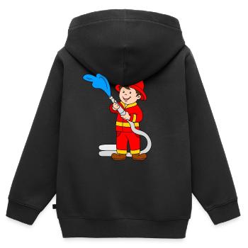 Pompier - Sweat Premium à capuche zippé enfant bio - noir - Dos - AI Model Kid Male (0cm)