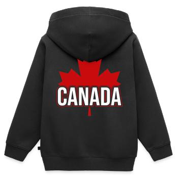 Drapeau du Canada Origine de la feuille d'érable Canadiens - Sweat Premium à capuche zippé enfant bio - noir - Dos - AI Model Kid Male (0cm)