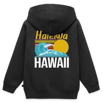 Hawaii - Sweat Premium à capuche zippé enfant bio - noir - Dos - AI Model Kid Male (0cm)