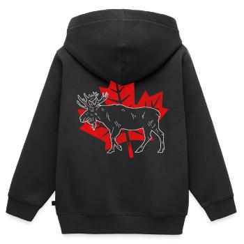 Canadian Elk Canada Drapeau Canada Feuille d'érable - Sweat Premium à capuche zippé enfant bio - noir - Dos - AI Model Kid Male (0cm)