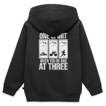Triathlon Triathlon - Sweat Premium à capuche zippé enfant bio - noir - Dos - AI Model Kid Male (0cm)