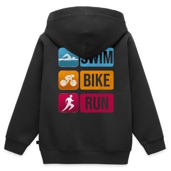 Triathlon - Kinder Premium Organic Zip Hoodie - Schwarz - Hinten - AI Model Kid Male (0cm)