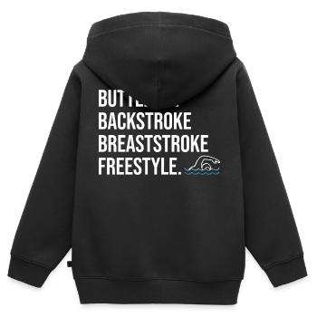 Nageurs nageurs - Sweat Premium à capuche zippé enfant bio - noir - Dos - AI Model Kid Male (0cm)