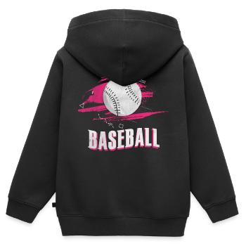 Baseball joueur de baseball batte de baseball - Sweat Premium à capuche zippé enfant bio - noir - Dos - AI Model Kid Male (0cm)