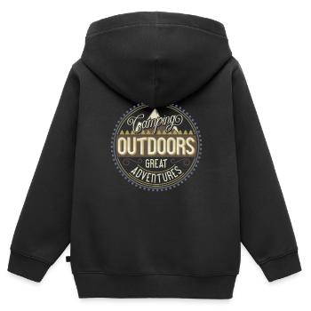 CAMPING OUTDOORS - Kids Premium Organic Zip-up Hoodie - black - Back - AI Model Kid Male (0cm)