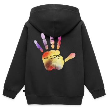 Hand stop - Kids Premium Organic Zip-up Hoodie - black - Back - AI Model Kid Male (0cm)