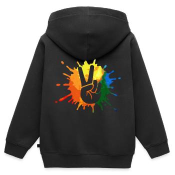 Peace Peace Peace Sign Hippie - Kids Premium Organic Zip-up Hoodie - black - Back - AI Model Kid Male (0cm)