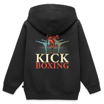 Kickboxen Kickboxer Kampfsport Kampfkunst - Kinder Premium Organic Zip Hoodie - Schwarz - Hinten - AI Model Kid Male (0cm)