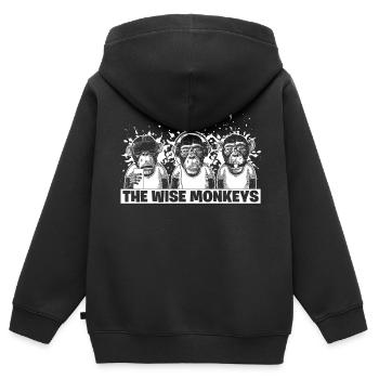 Lustige Affen Affe Tiere Sehen Hören Sprechen - Kinder Premium Organic Zip Hoodie - Schwarz - Hinten - AI Model Kid Male (0cm)
