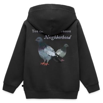 Taube in falscher Nachbarschaft - Kinder Premium Organic Zip Hoodie - Schwarz - Hinten - AI Model Kid Male (0cm)