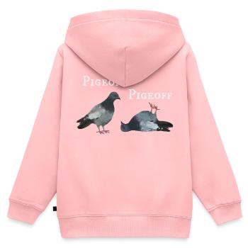 Pigeon à l’avant et au-de l’extérieur - Sweat Premium à capuche zippé enfant bio - rose - Dos - AI Model Kid Female (0cm)