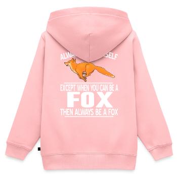 Fuchs - Kinder Premium Organic Zip Hoodie - Rosa - Hinten - AI Model Kid Female (0cm)