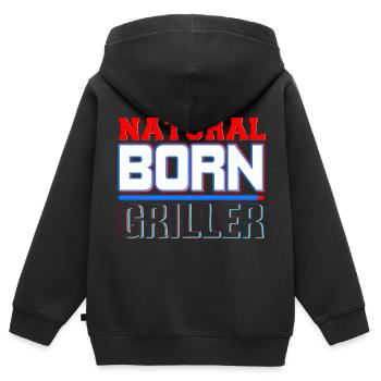 BBQ - Sweat Premium à capuche zippé enfant bio - noir - Dos - AI Model Kid Male (0cm)