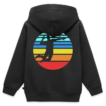 Volley-ball - Sweat Premium à capuche zippé enfant bio - noir - Dos - AI Model Kid Male (0cm)
