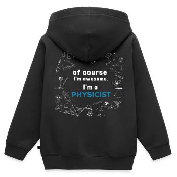 Physicien - Incroyable - Sweat Premium à capuche zippé enfant bio - noir - Dos - AI Model Kid Male (0cm)