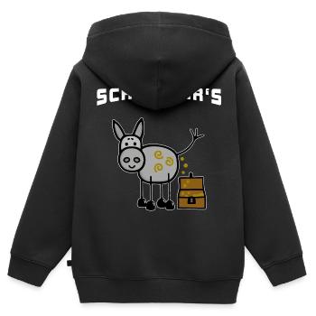 Reichtum Geld - Esel kackt Gold - Schön wär's - Kinder Premium Organic Zip Hoodie - Schwarz - Hinten - AI Model Kid Male (0cm)