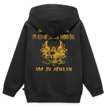 Dämon - Kinder Premium Organic Zip Hoodie - Schwarz - Hinten - AI Model Kid Male (0cm)