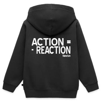 Newtons drittes Gesetz - Kinder Premium Organic Zip Hoodie - Schwarz - Hinten - AI Model Kid Male (0cm)