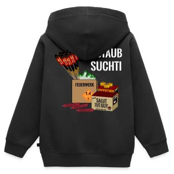 Pyro Feuerwerk - Kinder Premium Organic Zip Hoodie - Schwarz - Hinten - AI Model Kid Male (0cm)