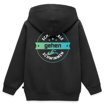 Schwimmen – Shirt Badehose baden Freibad Geschenk - Kinder Premium Organic Zip Hoodie - Schwarz - Hinten - AI Model Kid Male (0cm)
