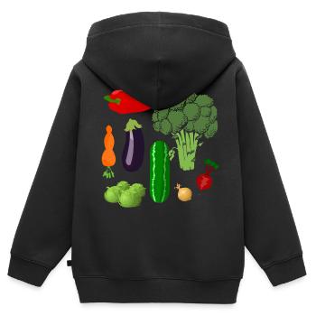 Vegetable - Kids Premium Organic Zip-up Hoodie - black - Back - AI Model Kid Male (0cm)