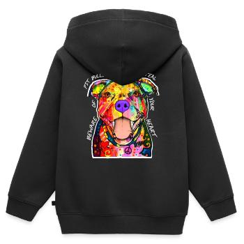 Pitbull Schatz - Kinder Premium Organic Zip Hoodie - Schwarz - Hinten - AI Model Kid Male (0cm)