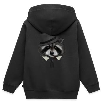 Gangster Mafia Waschbär - Kinder Premium Organic Zip Hoodie - Schwarz - Hinten - AI Model Kid Male (0cm)