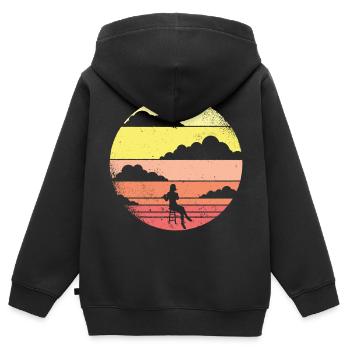 flûte - Sweat Premium à capuche zippé enfant bio - noir - Dos - AI Model Kid Male (0cm)