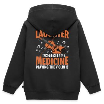 Violon violon - Sweat Premium à capuche zippé enfant bio - noir - Dos - AI Model Kid Male (0cm)