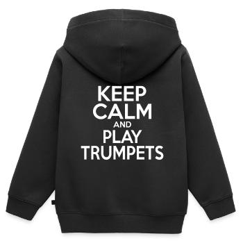 Keep Calm Trumpet - Sweat Premium à capuche zippé enfant bio - noir - Dos - AI Model Kid Male (0cm)