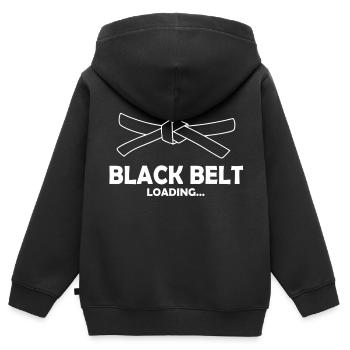 Schwarzer Gürtel - Kinder Premium Organic Zip Hoodie - Schwarz - Hinten - AI Model Kid Male (0cm)