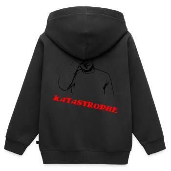 Katastrophe - Kinder Premium Organic Zip Hoodie - Schwarz - Hinten - AI Model Kid Male (0cm)
