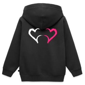 Herz in Rosa und Weiß - Kinder Premium Organic Zip Hoodie - Schwarz - Hinten - AI Model Kid Male (0cm)