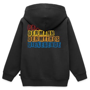 Papi die Legende - Kinder Premium Organic Zip Hoodie - Schwarz - Hinten - AI Model Kid Male (0cm)