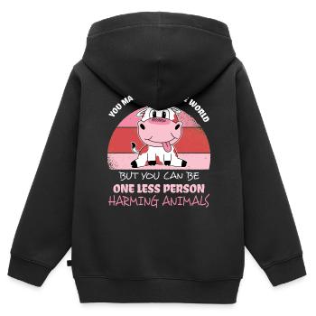 Vegan Tierschutz Tierschützer Veganer Veganerin - Kinder Premium Organic Zip Hoodie - Schwarz - Hinten - AI Model Kid Male (0cm)