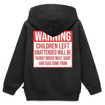 Warning Vegan Veganer Veganerin Lustig - Kinder Premium Organic Zip Hoodie - Schwarz - Hinten - AI Model Kid Male (0cm)