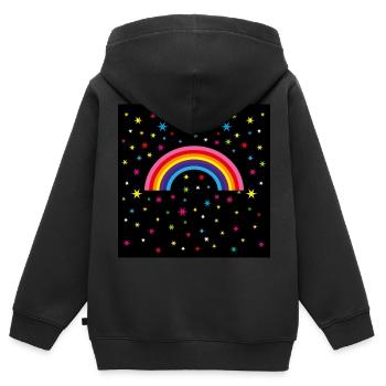 12 ciel étoilé arc-en-ciel - Sweat Premium à capuche zippé enfant bio - noir - Dos - AI Model Kid Male (0cm)