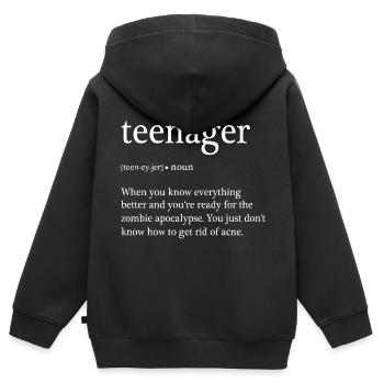 Définition d'adolescent - Sweat Premium à capuche zippé enfant bio - noir - Dos - AI Model Kid Male (0cm)