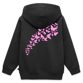 Papillons rose butterfly design printemps - Sweat Premium à capuche zippé enfant bio - noir - Dos - AI Model Kid Male (0cm)
