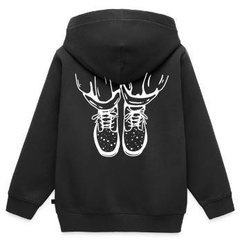 Coole Schuhe - Kinder Premium Organic Zip Hoodie - Schwarz - Hinten - AI Model Kid Male (0cm)