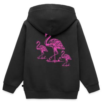 Pink Flamingo - Kinder Premium Organic Zip Hoodie - Schwarz - Hinten - AI Model Kid Male (0cm)