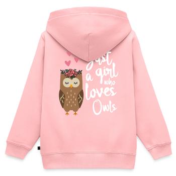 Eule Nur ein Mädchen dass Eulen liebt - Kinder Premium Organic Zip Hoodie - Rosa - Hinten - AI Model Kid Female (0cm)