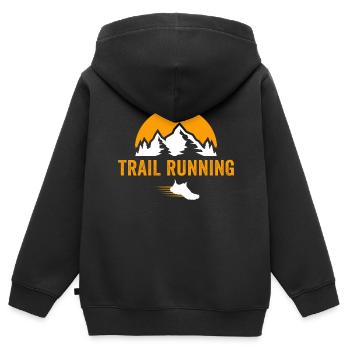 Trailrunning Berglauf T-Shirt - Kinder Premium Organic Zip Hoodie - Schwarz - Hinten - AI Model Kid Male (0cm)