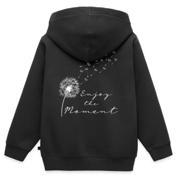 Enjoy the moment Pusteblume Löwenzahn Leichtigkeit - Kinder Premium Organic Zip Hoodie - Schwarz - Hinten - AI Model Kid Male (0cm)