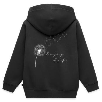 Enjoy Life Pusteblume Löwenzahn Leichtigkeit - Kinder Premium Organic Zip Hoodie - Schwarz - Hinten - AI Model Kid Male (0cm)